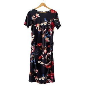Mid Length Maternity Dress - Black & Floral